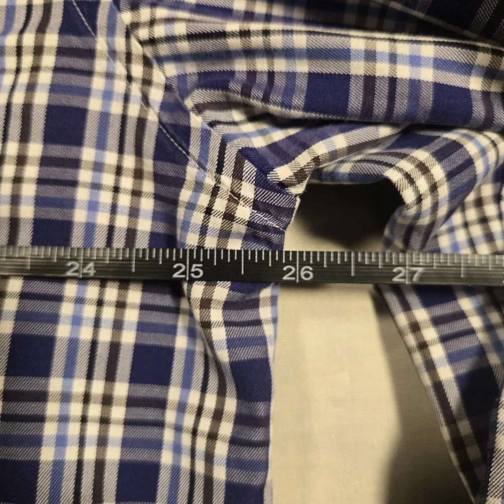 Paul & Shark men's long sleeve checked plaid formal button up shirt size 45